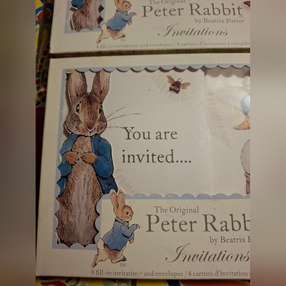 Peter Rabbit Classc Beatrix Potter Party Invitations 16 WEnvelopes Vntg 2010 NIB - Picture 3 of 12